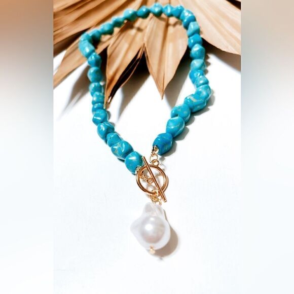 Boho stone necklace #1053 - Picture 3 of 4